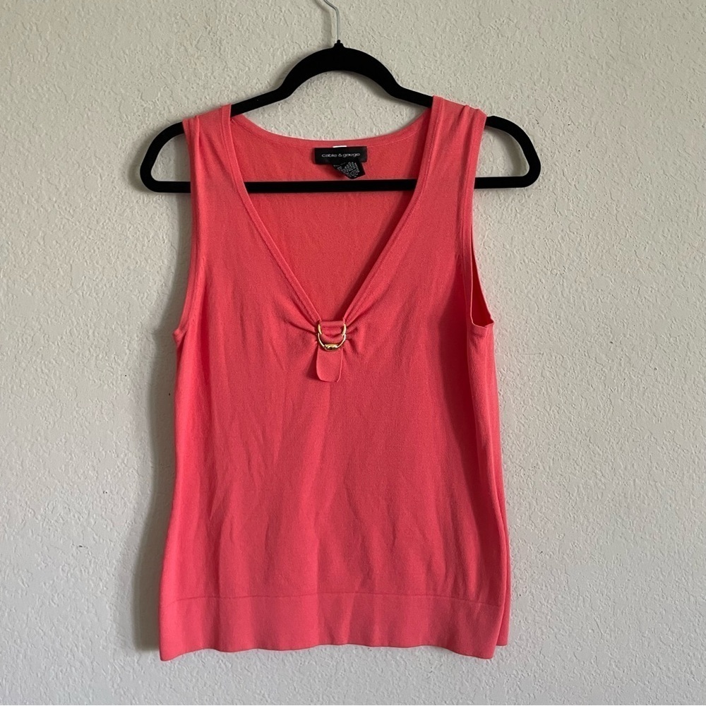 Cable & Gauge Coral V-Neck Tank Top size M business casual elegance layering